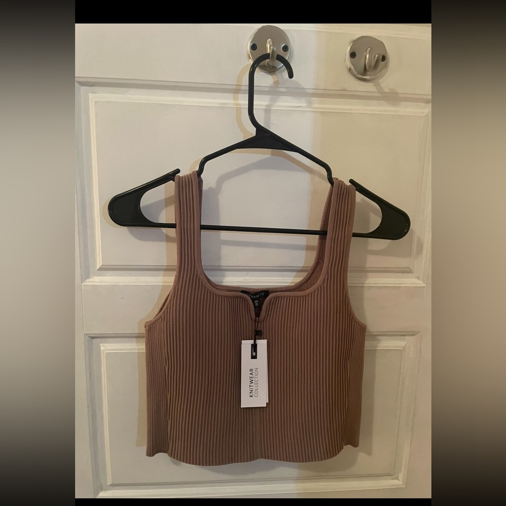 Dynamite Ribbed Brown/Taupe Tank Top